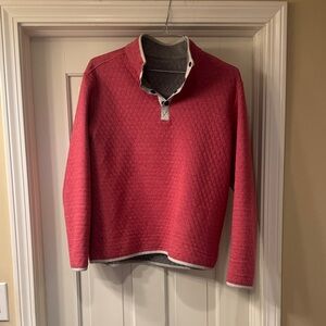 Men's Reversible Southern Tide Red/Gray Quilted Zip-Up Sweater